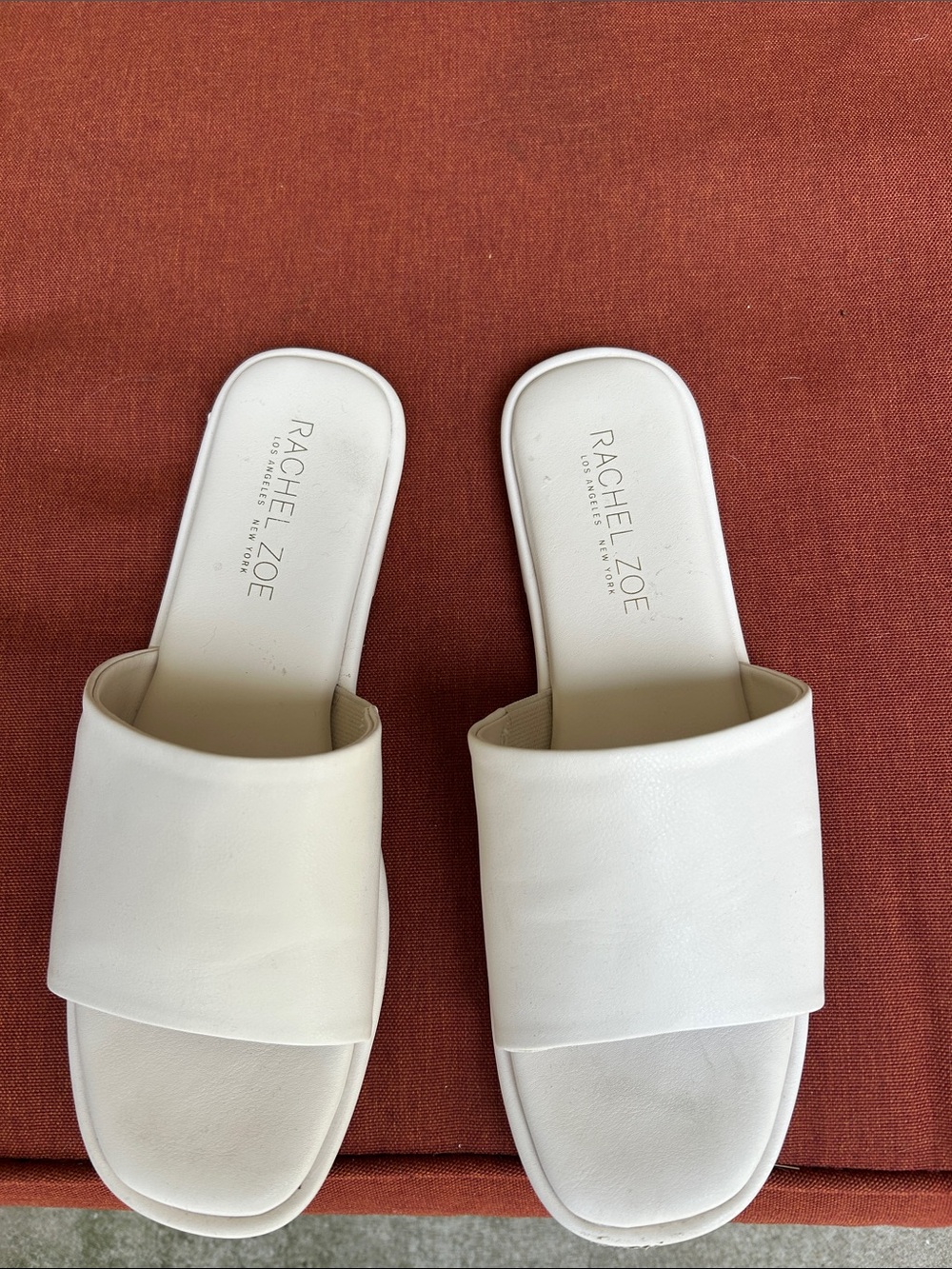 Rachel Zoe Off-White Leather Slide Mules - Picture 5 of 7